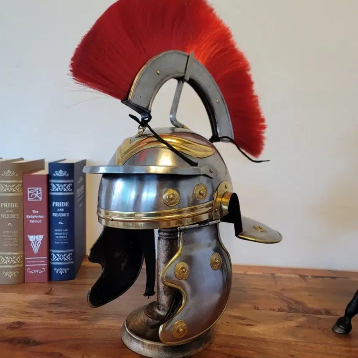 [BUNJANG] Roman Centurion Helmet with Red Feather Plume / 로마 군인 붉은 깃털 장식 투구 백부장 헬멧