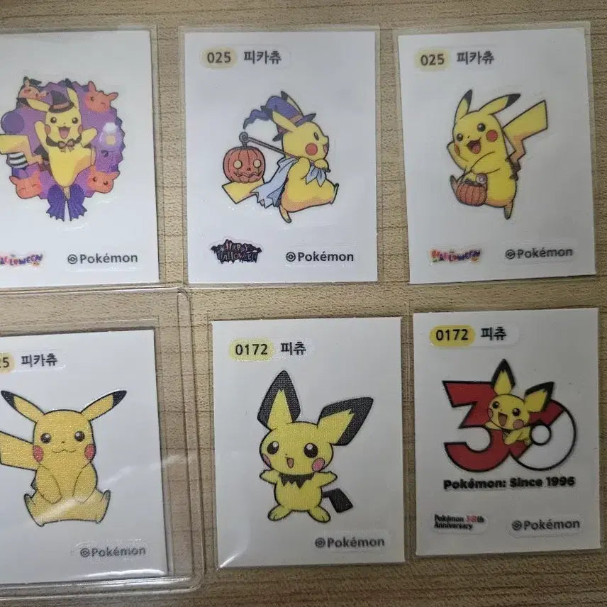 [BUNJANG] Pokemon Pikachu &amp; Pichu 6-Type Sticker Bundle Set / 포켓몬 띠부씰 피카츄 피츄6종 일괄