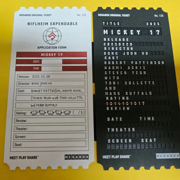 [BUNJANG] Mickey17 Original Ticket Set / 미키17 오리지널 티켓 2종 일괄로 판매합니다.