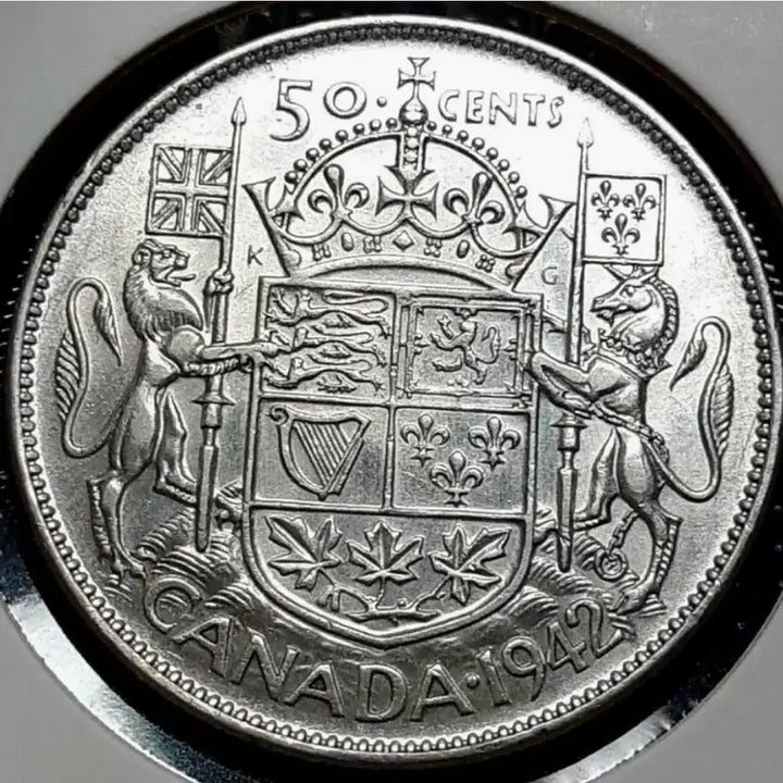 [BUNJANG] Canada 1949 50 Cent Coin - Near Mint Condition / [은화]캐나다 준미사용 1949년 50센트 대형.외국주화 주화 화폐 동전