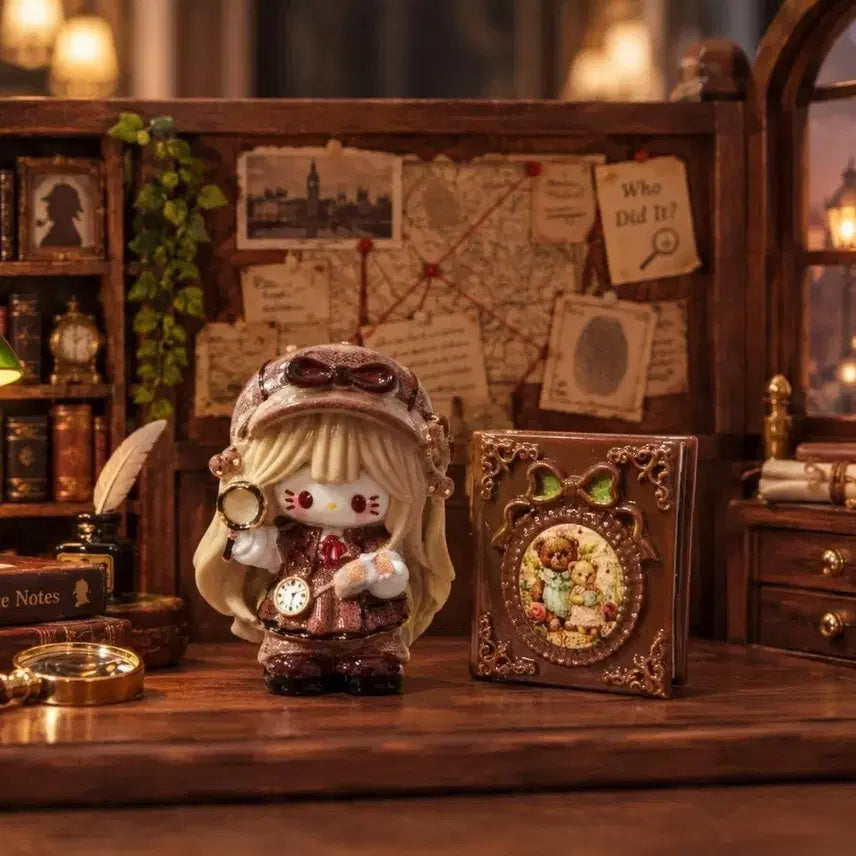 [BUNJANG] Detective Kitty Figure and Book Accessory Set / 탐정 키티 피규어와 책 소품 세트