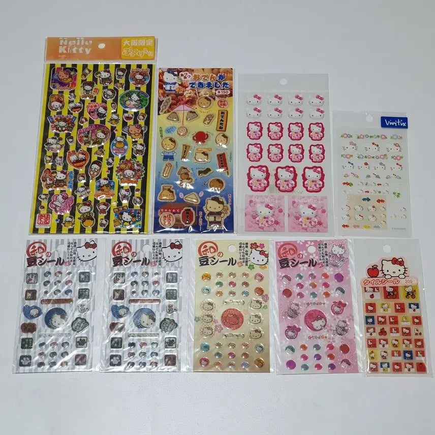 [BUNJANG] Vintage Hello Kitty Sticker Bundle Set (Rose, Bibitechs, etc.) - 9 pcs / 고전 키티 스티커 9개 일괄 (로즈, 비비틱스 등)