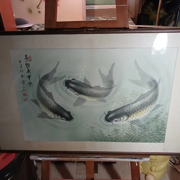 [BUNJANG] Ink Wash Painting Carp Framed Art / 수묵화 잉어 그림 액자