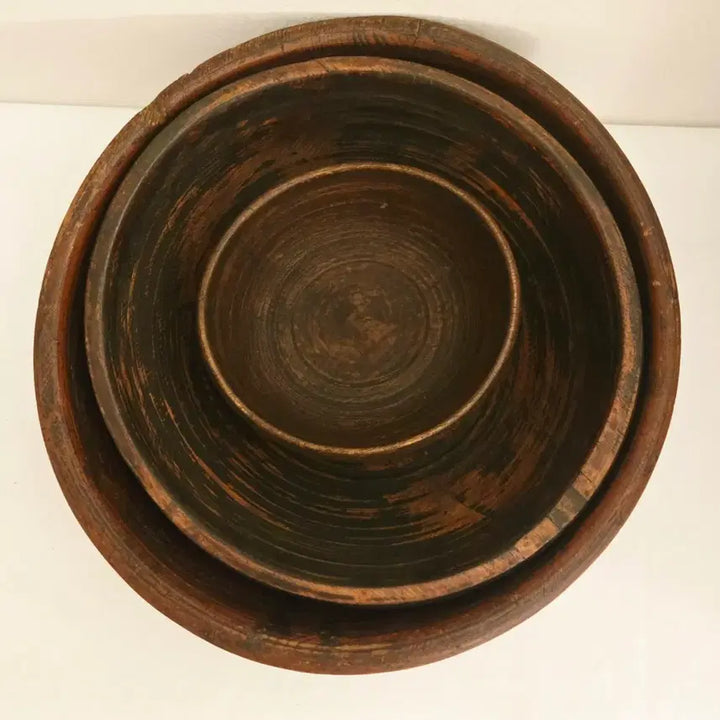 [BUNJANG] Antique Korean Traditional Solid Wood Hamjipbak (3-Piece Set) / 고미술품]옛날 전통 통나무 함지박 (목함지 3종 세트)입니다