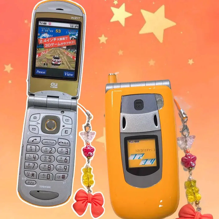 [BUNJANG] Sanyo Orange-Yellow Folder Phone Mock-up Phone / 산요폰 오렌지옐로우 폴더폰 목업폰 모형폰