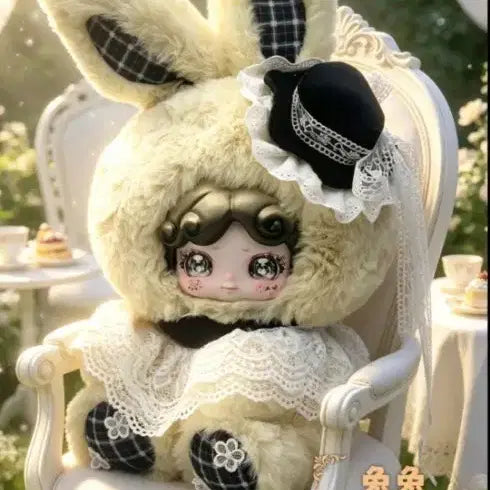 [BUNJANG] Cute Rabbit Doll with Lace and Checkered Pattern / 궈궈800펀 신상