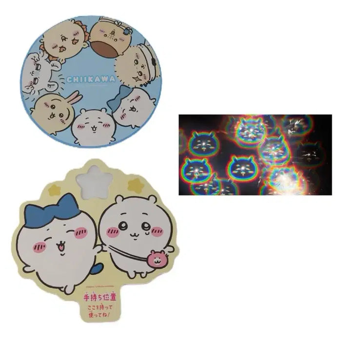 [BUNJANG] Chiikawa Light-Up Fan with Hidden Face Design / 치이카와 불꽃놀이 비추면 웃는 치이카와 얼굴 나오는 안경 부채