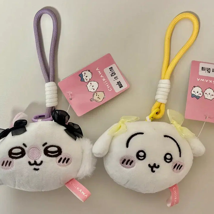 [BUNJANG] Chiikawa Ribbon Face Keychain Bundle Set (Usagi + Momonga) / (일괄) 치이카와 리본 페이스 키링 (우사기+모몽가)