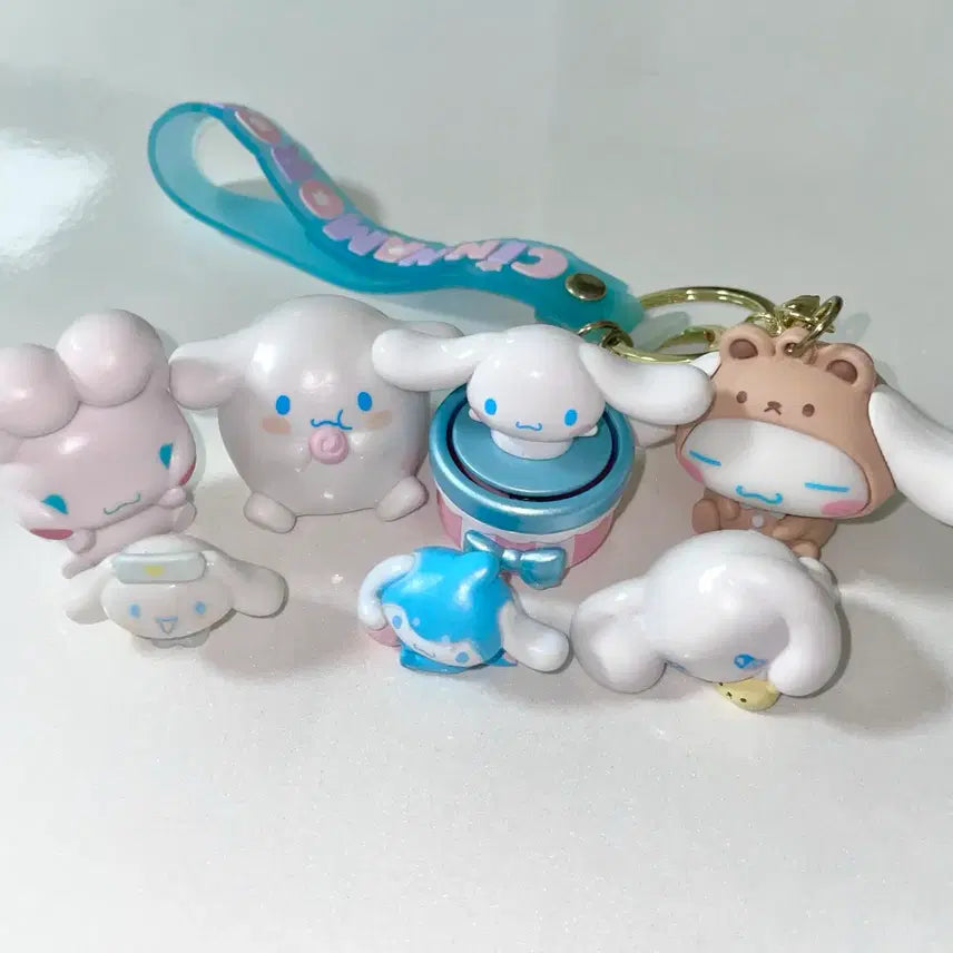 [BUNJANG] Sanrio Cinnamoroll Figure Keychain 7 Types Bundle Set / 산리오 시나모롤 피규어 키링 7종 일괄