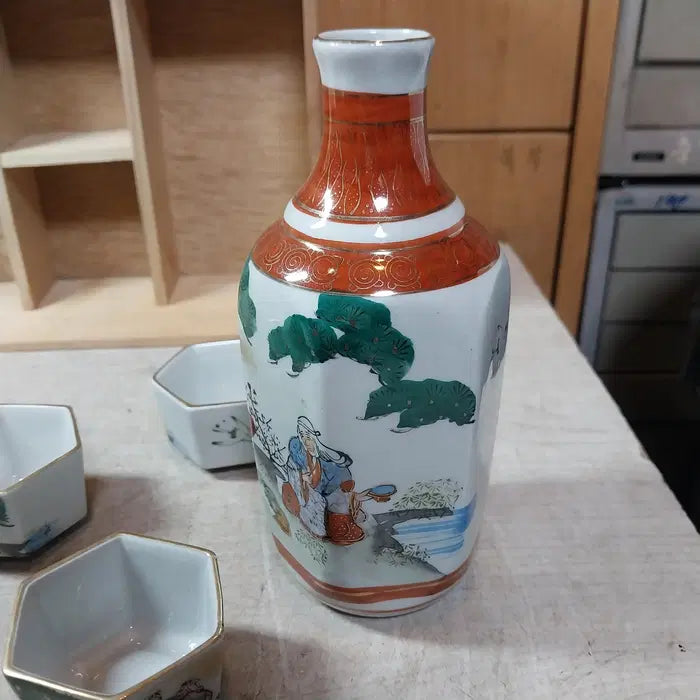 [BUNJANG] 1970s Kutani Maruyama Sake Set, Unused / 1970 일본 구곡/구타니 마루야마 사케 주병 미사용 풀세트