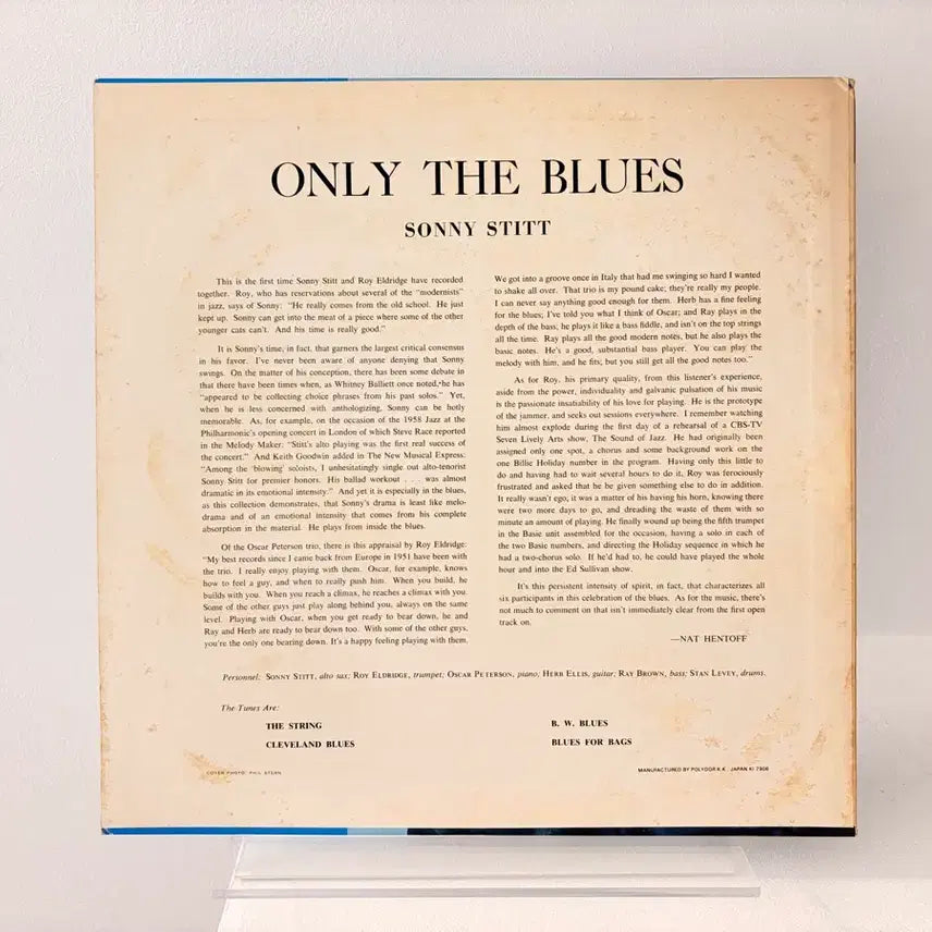 [BUNJANG] Sonny Stitt Only The Blues LP Vinyl Record / 재즈 Sonny Stitt Only The Blues LP 레코드 소니 스팃 스티트