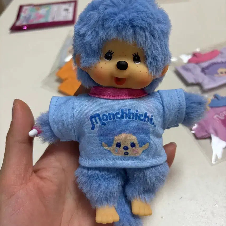 [BUNJANG] Monchhichi T-Shirt Sky Blue / 몬치치 티셔츠 하늘색