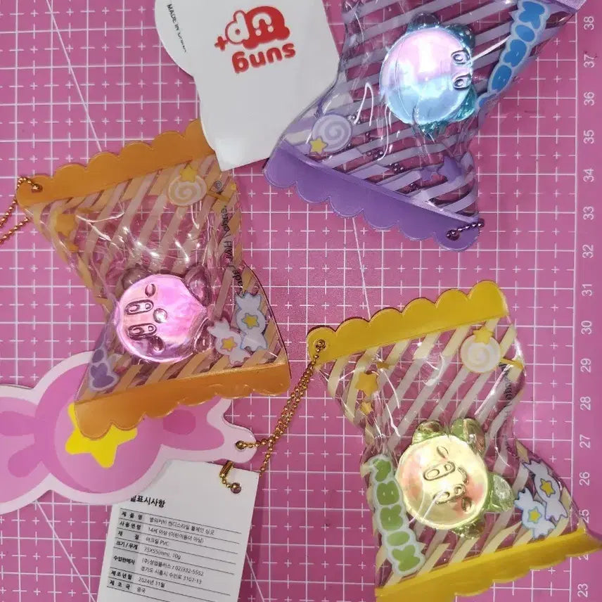 [BUNJANG] Kirby Candy Clear Keychain 3-Piece Set / [일괄가] 별의 커비 캔디 모양 투명 키링 3종 세트 성업