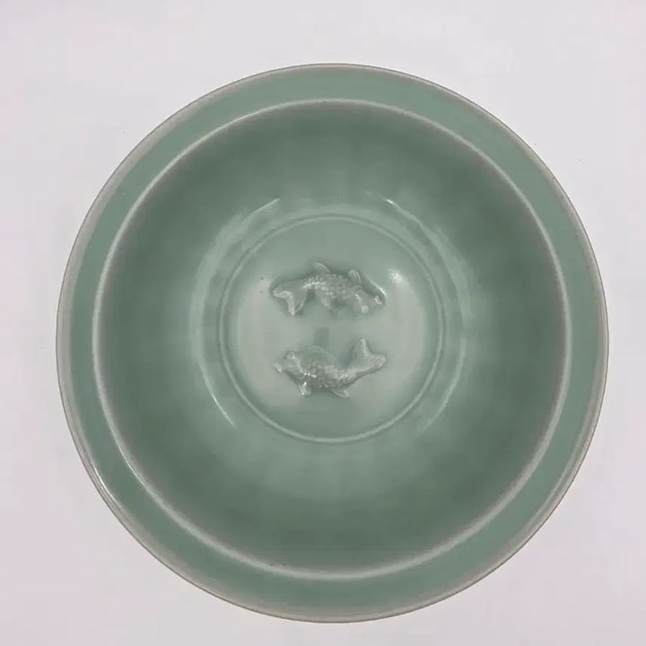 [BUNJANG] Celadon Porcelain Double Fish Motif Bowl / 용천요쌍어문완