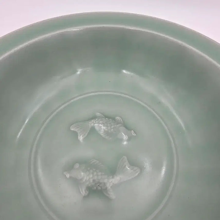[BUNJANG] Celadon Porcelain Double Fish Motif Bowl / 용천요쌍어문완
