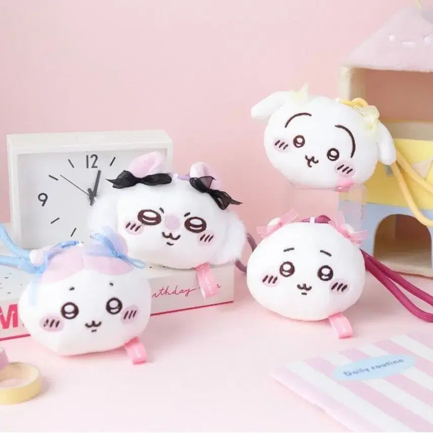 [BUNJANG] Chiikawa Set Ribbon Plush Keychain / [새상품](풀세트 일괄로)먼작귀 치이카와 얼굴 리본 인형 키링-치이카와,하치와레,우사기,모몽가