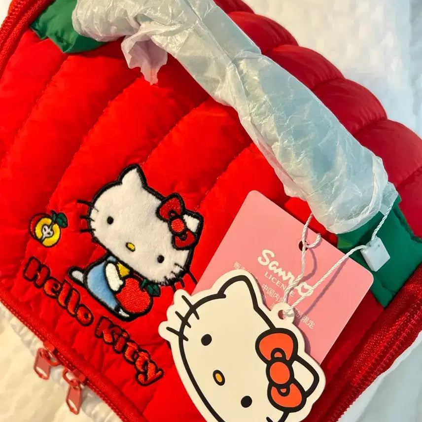 [BUNJANG] Sanrio Hello Kitty Large Quilted Puffer Pouch Bag / 택0, 새상품) 산리오 헬로키티 대용량 퀄팅 패딩 파우치 백