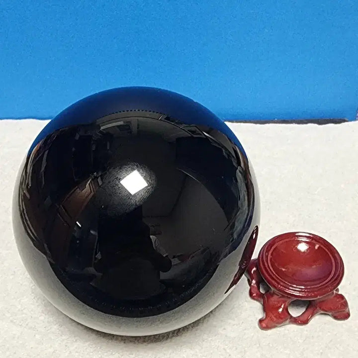 [BUNJANG] Natural Obsidian Sphere (10cm) with Stand / 천연 흑요석 대형구체(10cm) + 받침대