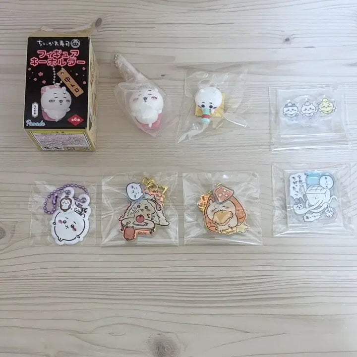 [BUNJANG] Chikawa Sushi Keychain Bundle Set (7 Items) / 7개 일괄) 먼작귀 치이카와 스시 키링 + 입욕제 사우나 미니 피규어 + 시크릿 키링 2개 + 말랑 키링 + 미니 아크릴 스탠드 2개