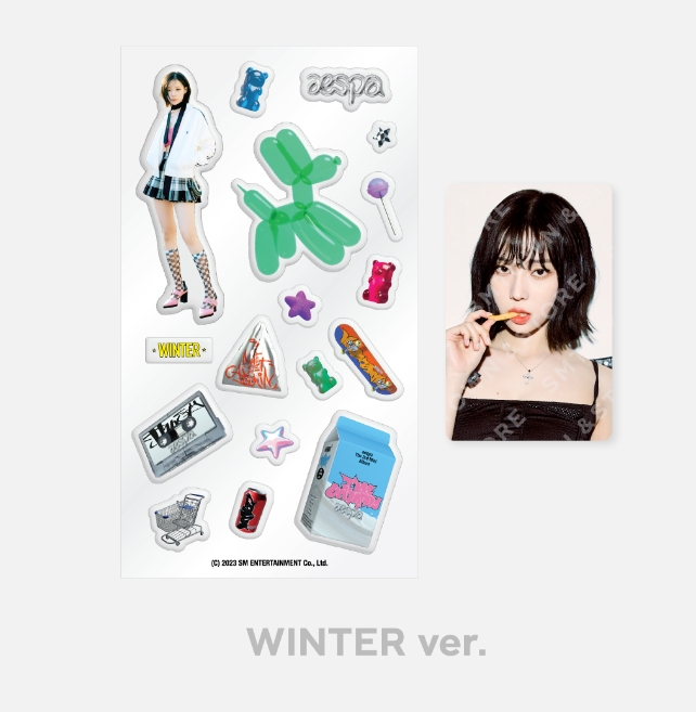 Aespa - Official MD "My World" (PhotoCard Stand Set, Epoxy Sticker Set) [Choose Member] - HALLYUSUPERSTORE