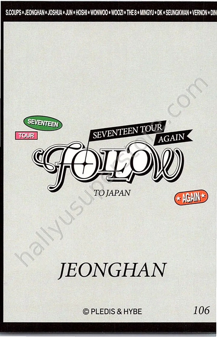 SEVENTEEN - Jeonghan - [FOLLOW AGAIN] TOUR jacket japan merch photocard