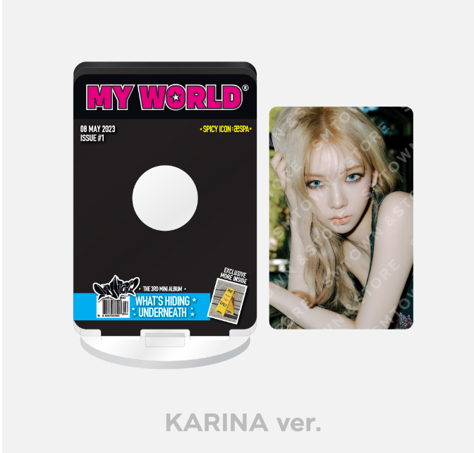 Aespa - Official MD "My World" (PhotoCard Stand Set, Epoxy Sticker Set) [Choose Member] - HALLYUSUPERSTORE