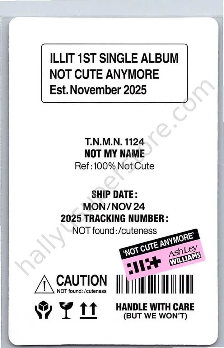 ILLIT - Yunah - NOT CUTE ANYMORE album photocard ashley williams pouch version B version photocard set