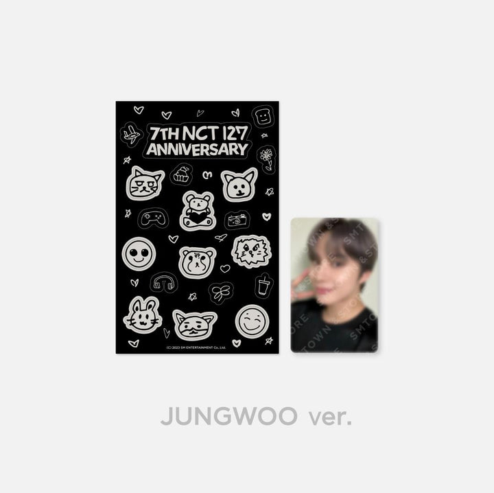 NCT 127 - "7th Anniversary Glow-In-The-Dark" Official Sticker &amp; Photocard Set - HALLYUSUPERSTORE