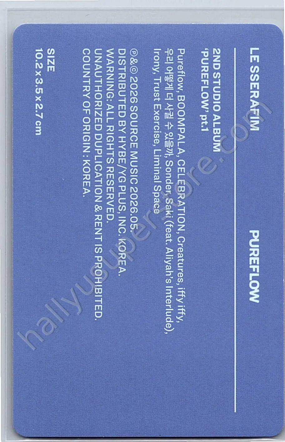 LE SSERAFIM - Huh Yunjin - PUREFLOW pt.1 album photocard blue version camera version photocard set