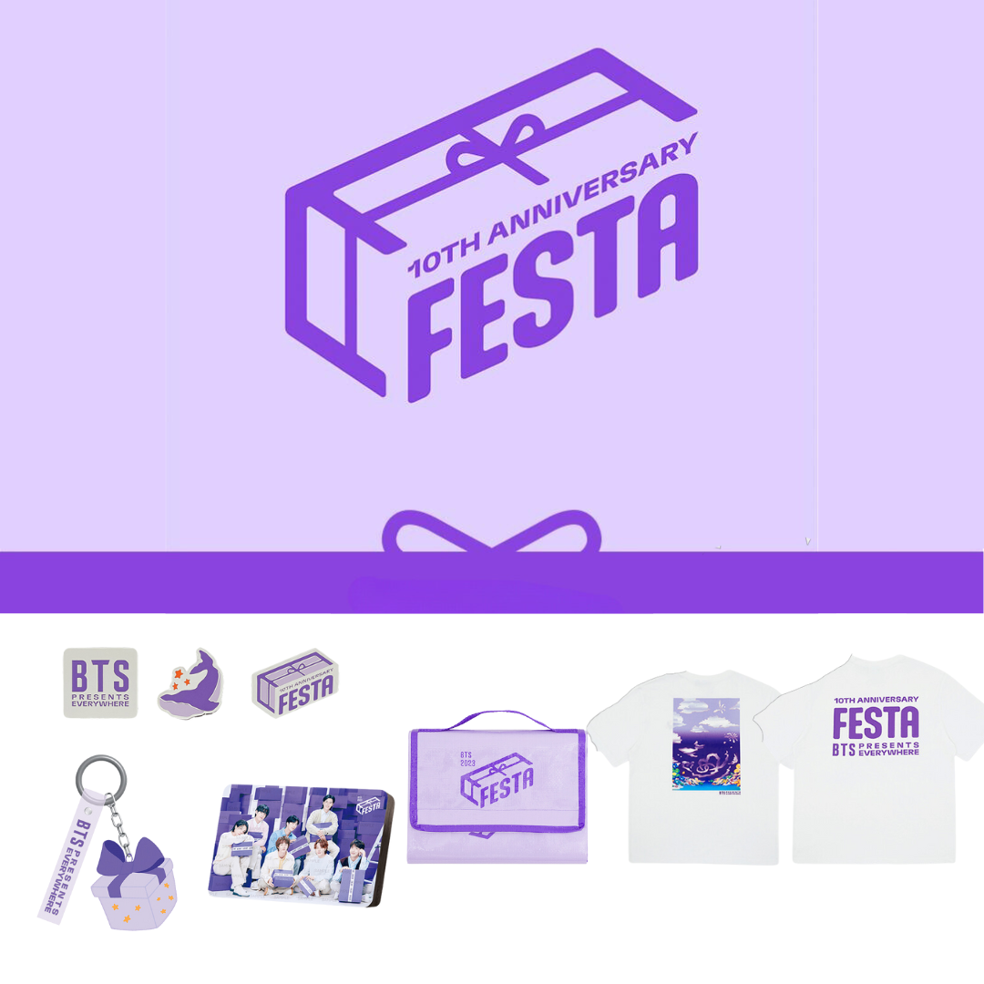 BTS - "10th Festa" Official MD (Keyring, Magnet Set, Photo Frame, Picnic Mat, T-Shirt) [23.08.24] - HALLYUSUPERSTORE