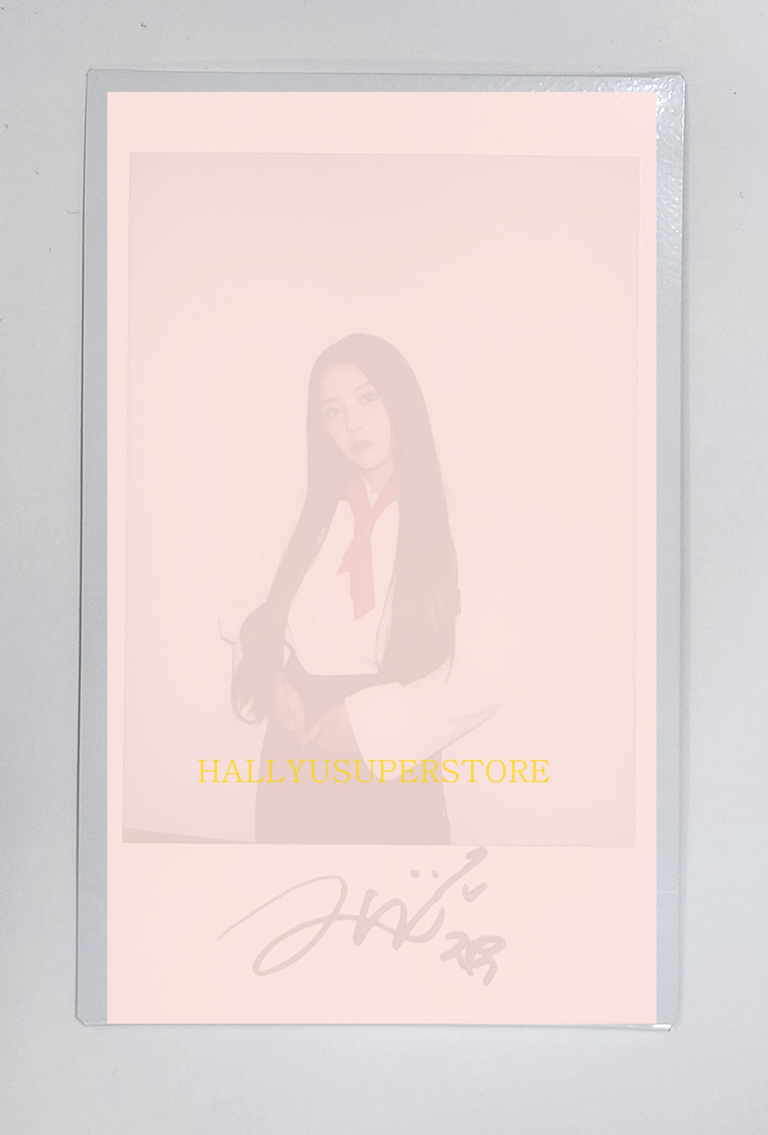 JIWOO (Of NMIXX) "expergo" - Hand Autographed(Signed) Polaroid &amp; Photocard - HALLYUSUPERSTORE
