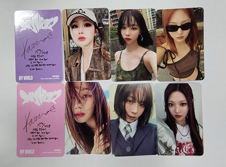 Aespa "MY WORLD" - Official Photocard [Tabloid Ver, Intro Ver.] - HALLYUSUPERSTORE