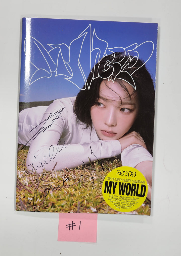 Aespa "MY WORLD" - Hand Autographed(Signed) Promo Album - HALLYUSUPERSTORE