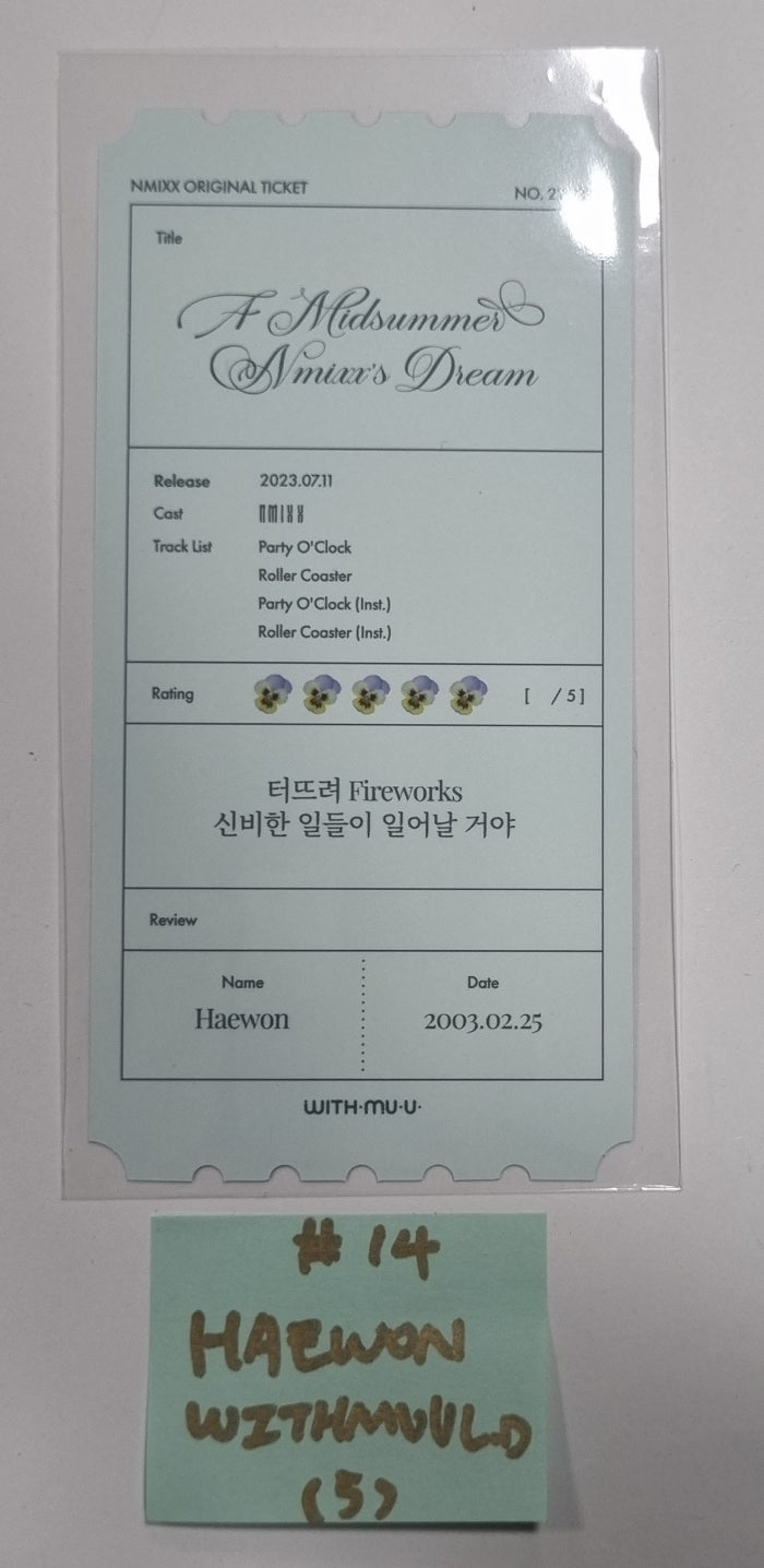 NMIXX "A Midsummer NMIXX’s Dream" - Withmuu Lucky Draw Event PVC Photocard, Ticket Round 2 - HALLYUSUPERSTORE