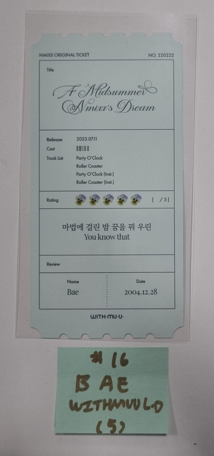 NMIXX "A Midsummer NMIXX’s Dream" - Withmuu Lucky Draw Event PVC Photocard, Ticket Round 2 - HALLYUSUPERSTORE