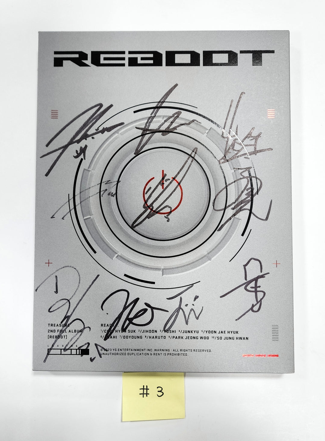 Treasure 2nd FULL "REBOOT" - Hand Autographed(Signed) Promo Album - HALLYUSUPERSTORE