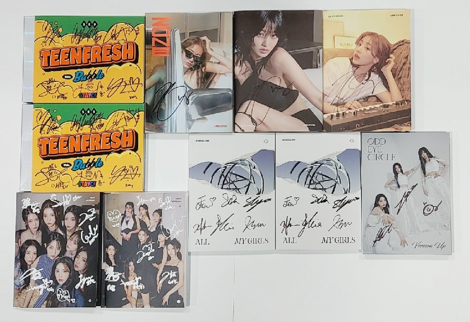 StayC 3rd Mini "TEENFRESH", Jihyo (of Twice) 1st Mini "ZONE", TripleS "LOVElution : MUHAN", Everglow 2nd Single "All My Girls", ODD EYE CIRCLE "Version Up" - Hand Autographed(Signed) Promo Album [23.08.21] - HALLYUSUPERSTORE