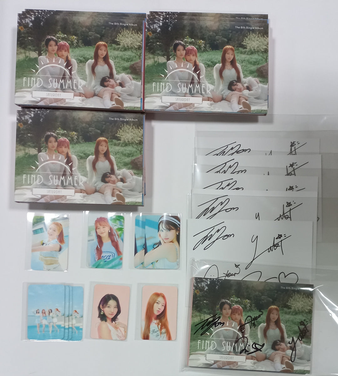 SATURDAY "Find Summer" - Afreeca TV "Making My Favorite I-dol project" - Hand Autographed(Signed) Album & Paper + Event Photocard + Official Photocard [23.08.24] - HALLYUSUPERSTORE