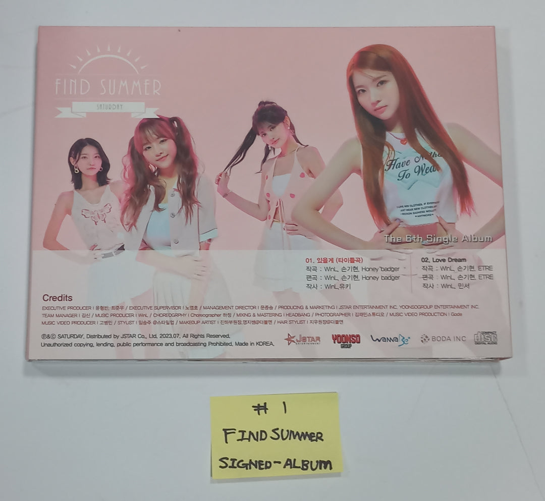 SATURDAY "Find Summer" - Afreeca TV "Making My Favorite I-dol project" - Hand Autographed(Signed) Album &amp; Paper + Event Photocard + Official Photocard [23.08.24] - HALLYUSUPERSTORE