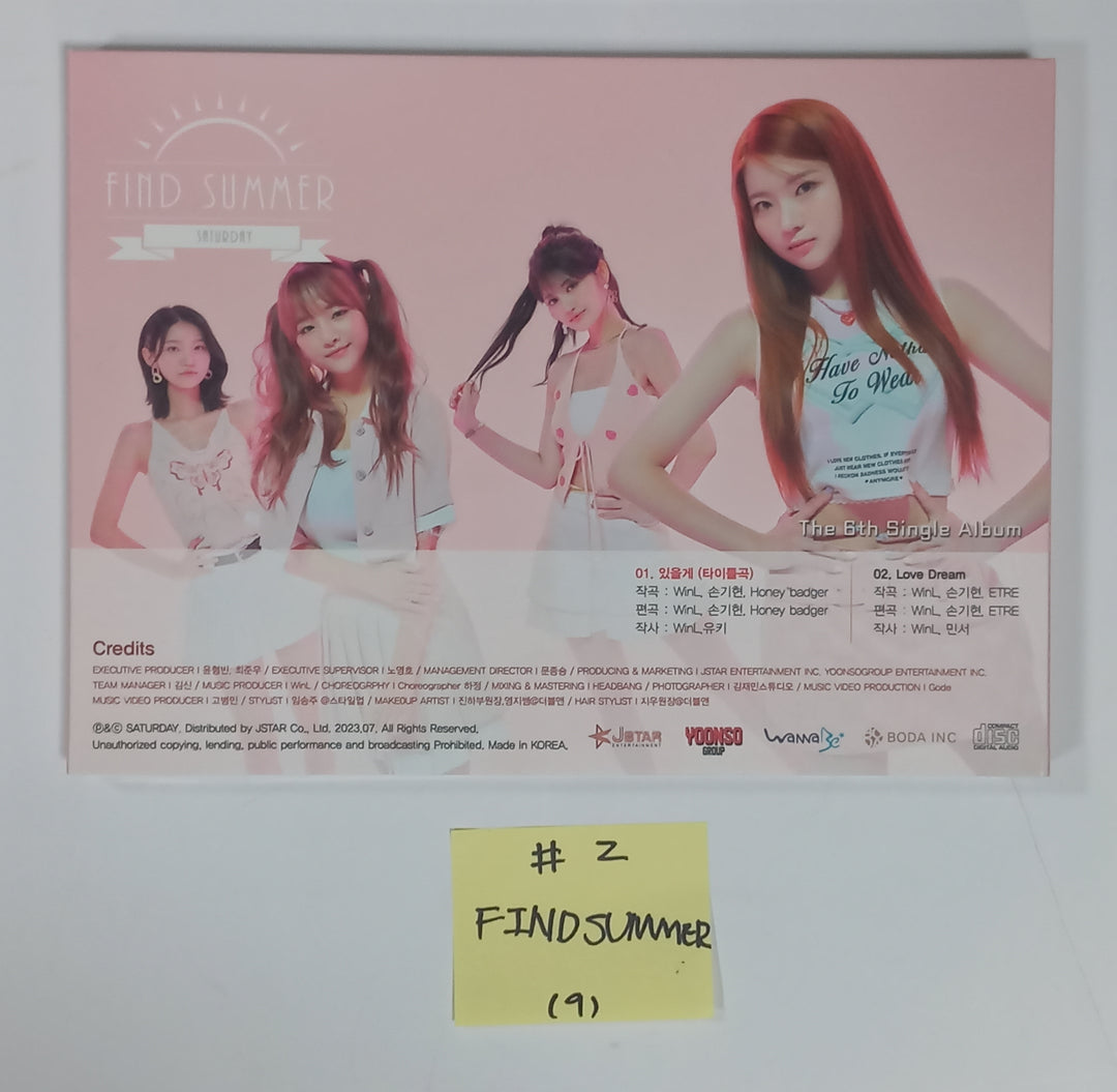 SATURDAY "Find Summer" - Afreeca TV "Making My Favorite I-dol project" - Hand Autographed(Signed) Album &amp; Paper + Event Photocard + Official Photocard [23.08.24] - HALLYUSUPERSTORE