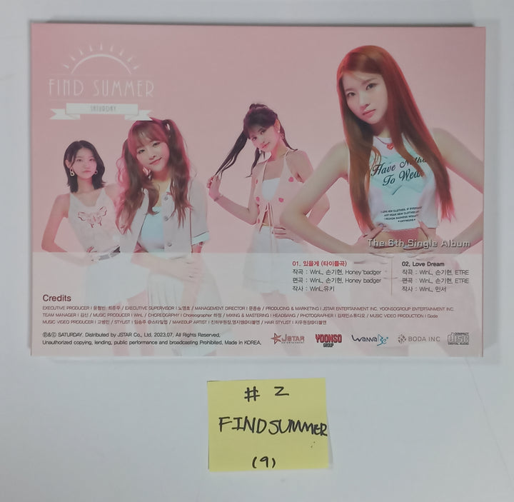 SATURDAY "Find Summer" - Afreeca TV "Making My Favorite I-dol project" - Hand Autographed(Signed) Album &amp; Paper + Event Photocard + Official Photocard [23.08.24] - HALLYUSUPERSTORE
