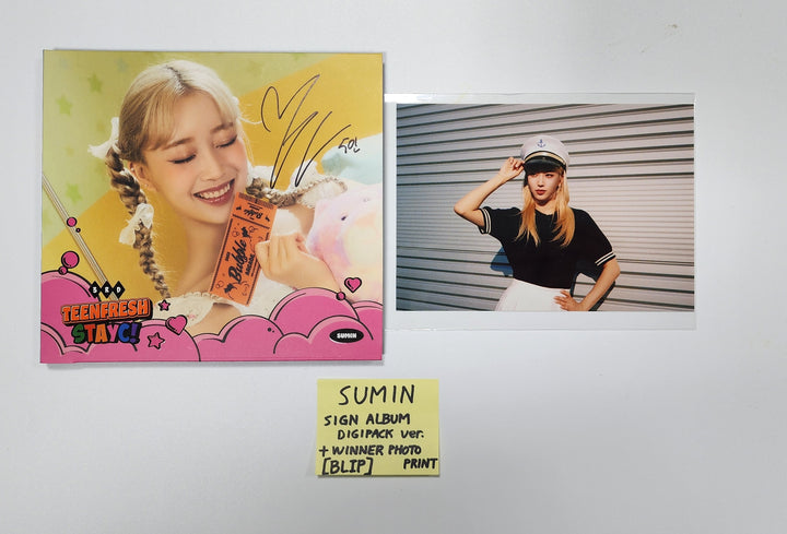 Sumin (Of STAYC) "TEENFRESH" - Hand Autographed(Signed) Album [Digipack Ver] &amp; Winner Photo Print [23.09.14] - HALLYUSUPERSTORE