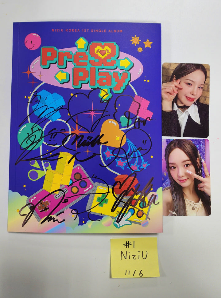 NiziU Korea 1st Single "Press Play" - Hand Autographed(Signed) Promo Album [23.11.06] - HALLYUSUPERSTORE