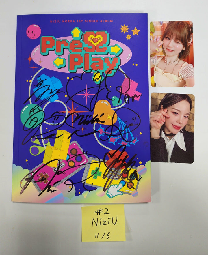 NiziU Korea 1st Single "Press Play" - Hand Autographed(Signed) Promo Album [23.11.06] - HALLYUSUPERSTORE