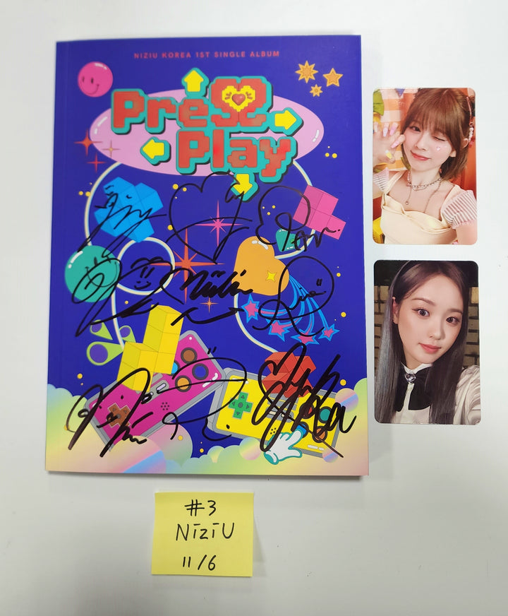 NiziU Korea 1st Single "Press Play" - Hand Autographed(Signed) Promo Album [23.11.06] - HALLYUSUPERSTORE