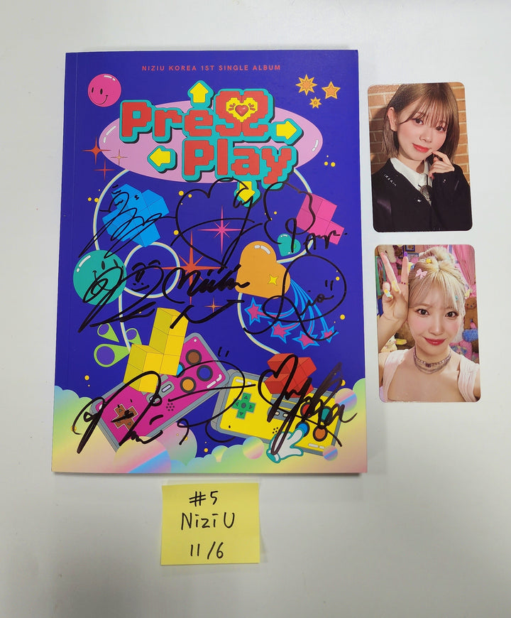 NiziU Korea 1st Single "Press Play" - Hand Autographed(Signed) Promo Album [23.11.06] - HALLYUSUPERSTORE