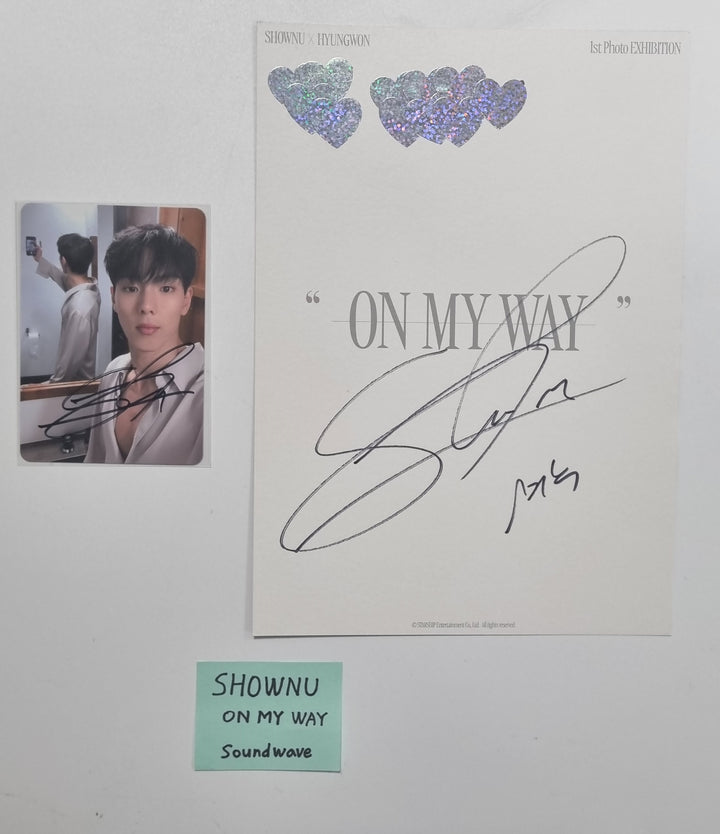 Shownu "ON MY WAY" - Hand Autographed(Signed) Photocard &amp; Paper [23.11.16] - HALLYUSUPERSTORE