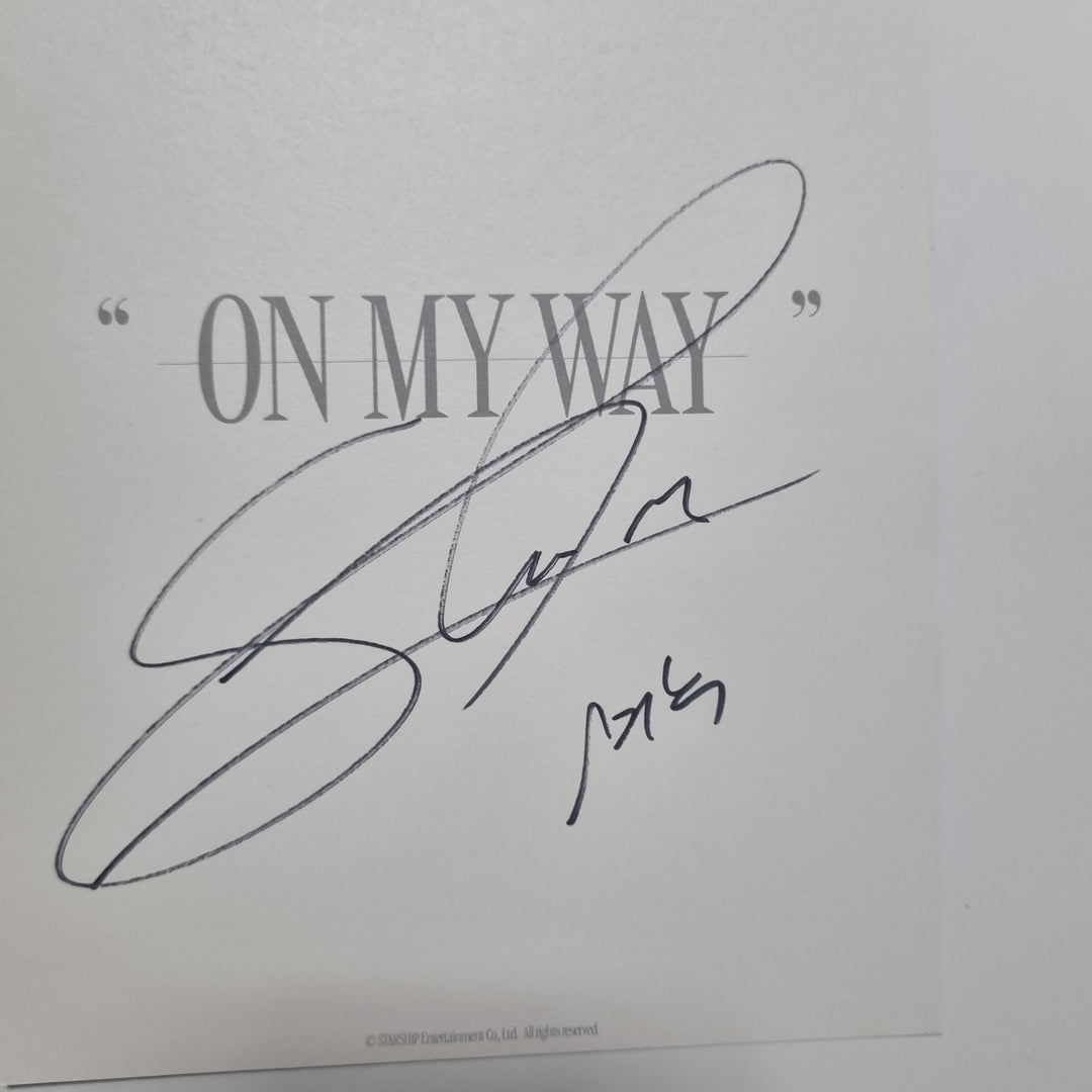 Shownu "ON MY WAY" - Hand Autographed(Signed) Photocard &amp; Paper [23.11.16] - HALLYUSUPERSTORE