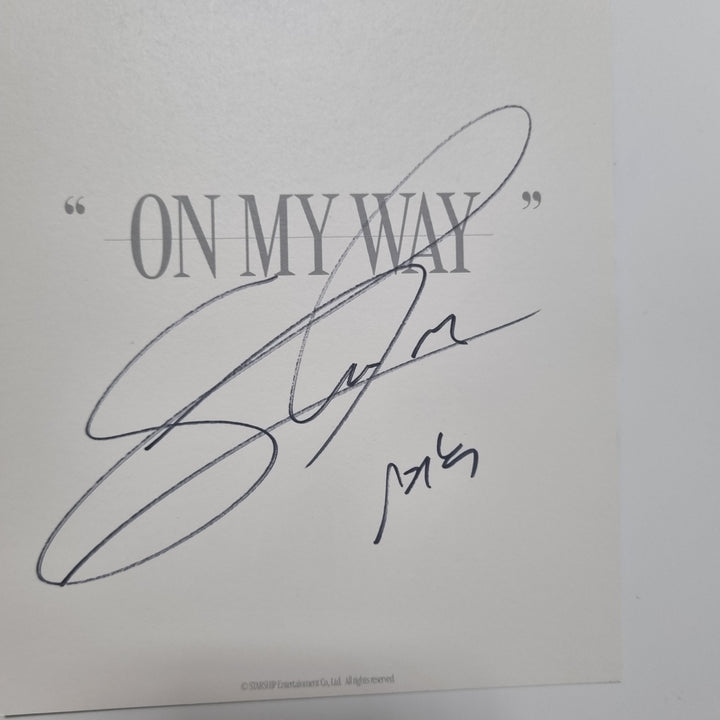 Shownu "ON MY WAY" - Hand Autographed(Signed) Photocard &amp; Paper [23.11.16] - HALLYUSUPERSTORE