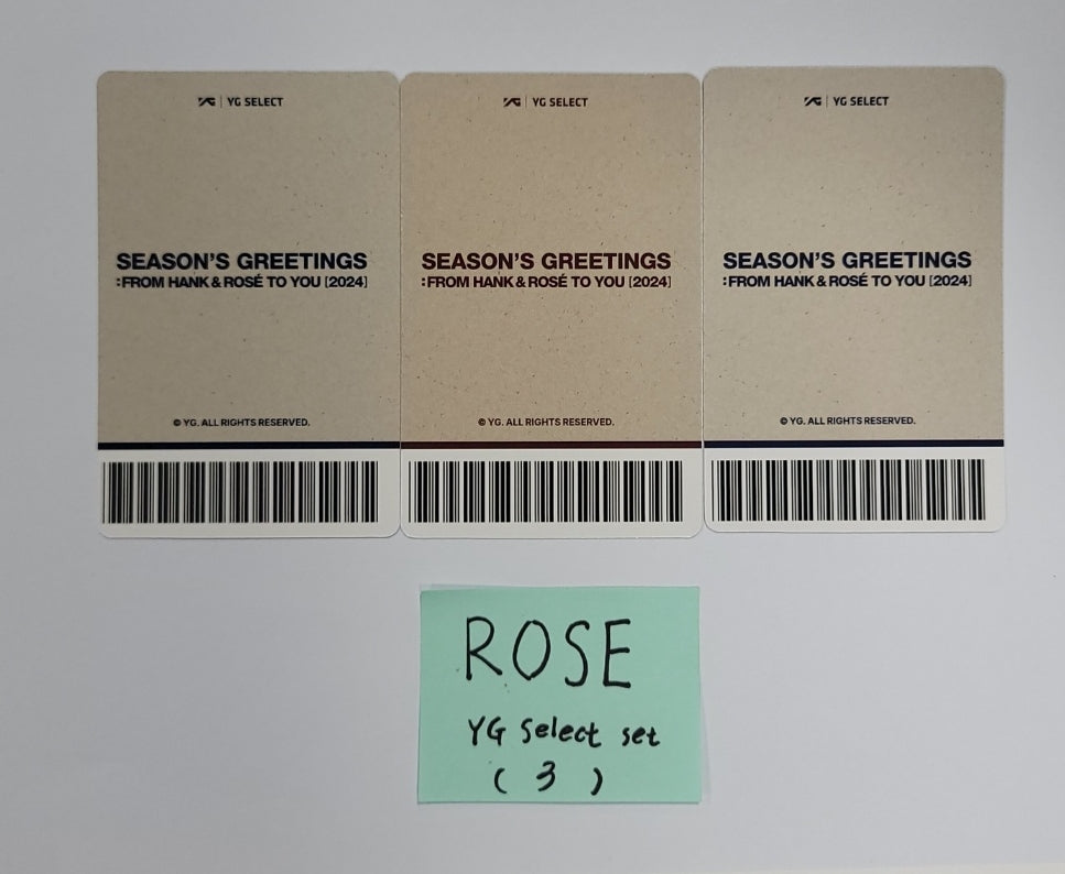 Rose (Of BLACKPINK) "FROM HANK & ROSE TO YOU" - Season's Greetings YG Select Pre-Order Benefit Photocards Set (3EA) [23.12.12] - HALLYUSUPERSTORE